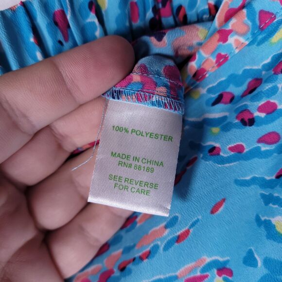 Lilly Pulitzer Pants Large Colorful Middleton Palazzo Shorely Blue Wide Leg - Picture 8 of 13